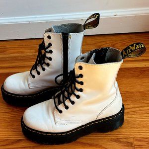 Dr Martens Jadon Smooth Leather Platform Boots - White